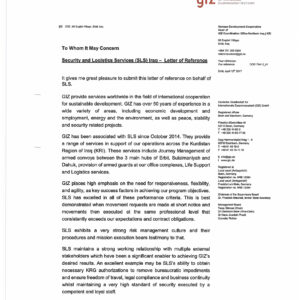 SLS Reference letter - From GIZ